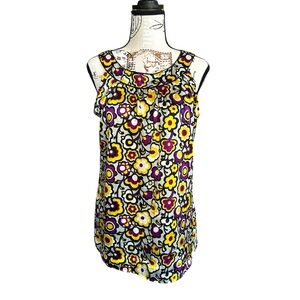 NY Collection Y2K Fashion Satin sleeveless top w/bold design size small